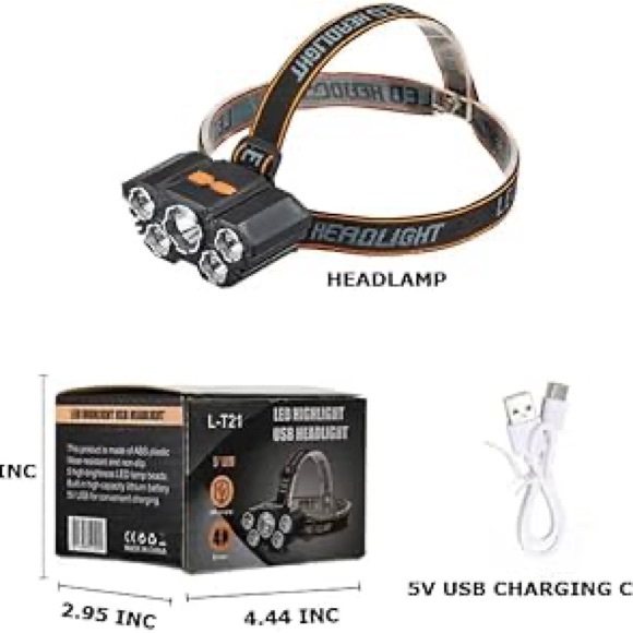 LED Headlamp with USB Charging - Picture 3 of 6